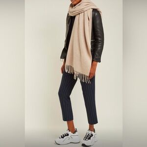 Acne Studios Large Fringe Wool Scarf, Oatmeal